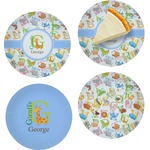 Animal Alphabet Set of 4 Glass Appetizer / Dessert Plate 8" (Personalized)