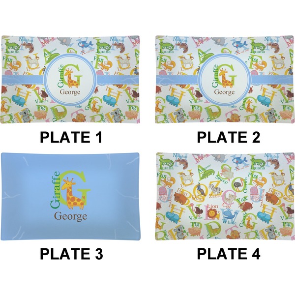 Animal Alphabet Set of Rectangular Dinner Plates (Approval)
