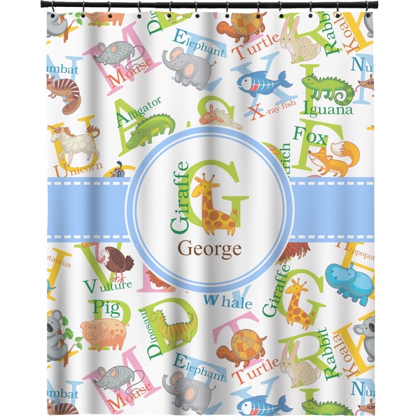 Custom Animal Alphabet Extra Long Shower Curtain - 70"x84" (Personalized)