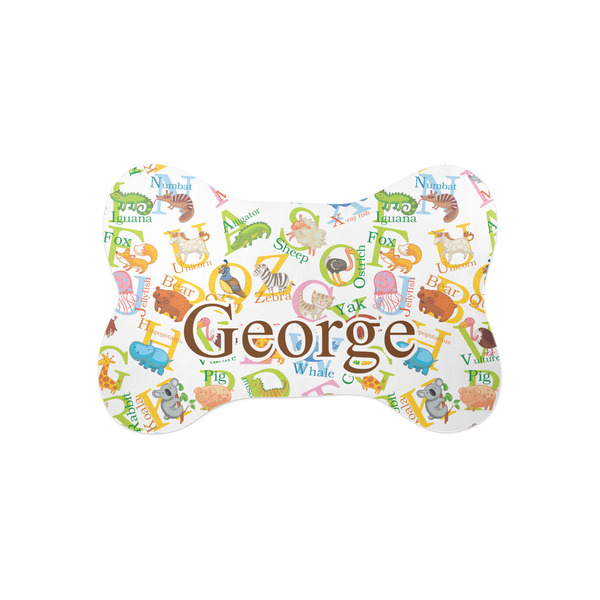 Custom Animal Alphabet Bone Shaped Dog Food Mat (Small) (Personalized)