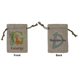 Animal Alphabet Small Burlap Gift Bag - Front & Back (Personalized)