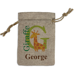 Animal Alphabet Small Burlap Gift Bag - Front (Personalized)
