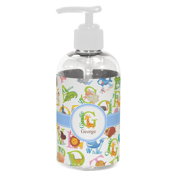 Custom Animal Alphabet Plastic Soap / Lotion Dispenser (8 oz - Small - White) (Personalized)