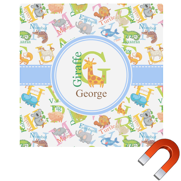 Custom Animal Alphabet Square Car Magnet - 6" (Personalized)