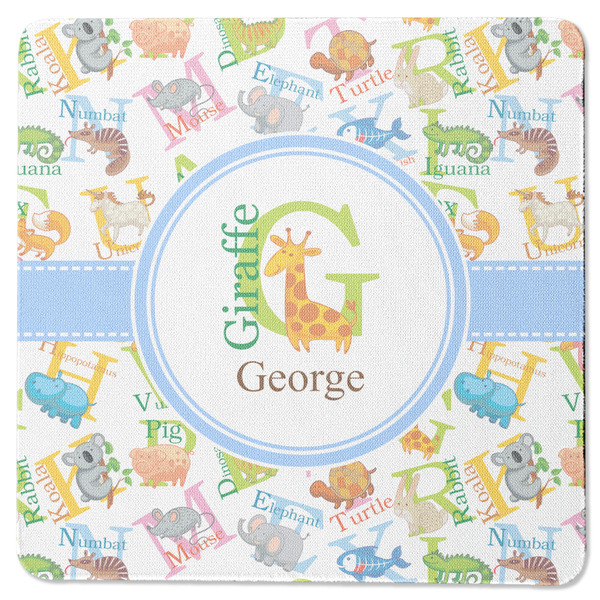 Custom Animal Alphabet Square Rubber Backed Coaster (Personalized)
