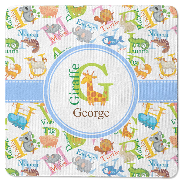 Animal Alphabet Square Coaster Rubber Back - Single