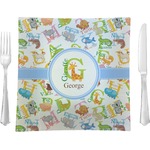 Animal Alphabet 9.5" Glass Square Lunch / Dinner Plate- Single or Set of 4 (Personalized)