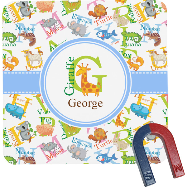 Custom Animal Alphabet Square Fridge Magnet (Personalized)