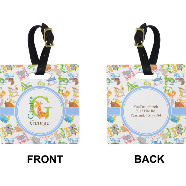 Animal Alphabet Square Luggage Tag (Front + Back)