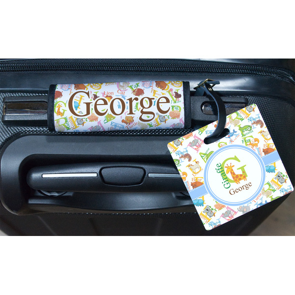 Animal Alphabet Square Luggage Tag & Handle Wrap - In Context