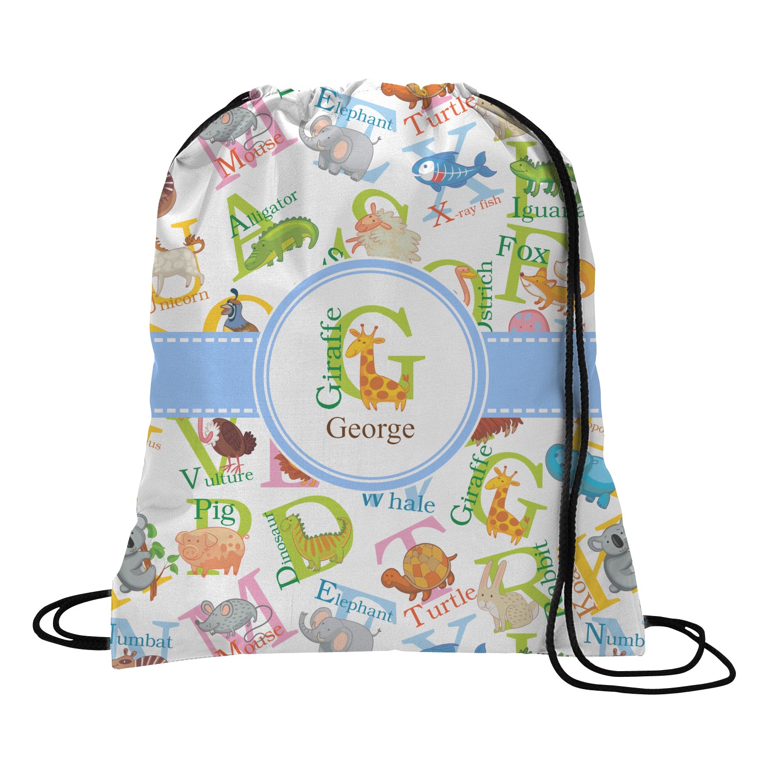 Animal Alphabet Drawstring Backpack Large (Personalized) YouCustomizeIt
