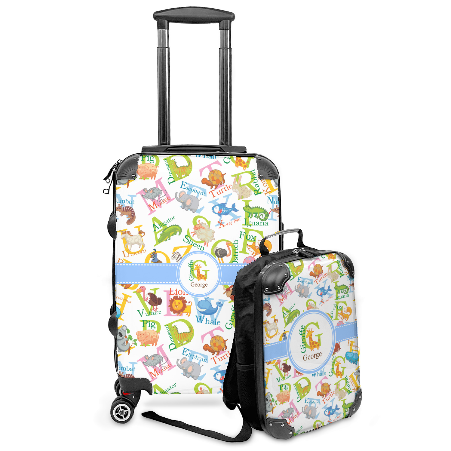 Animal Alphabet Design Custom Kids 2-Piece Luggage Set - Suitcase & Backpack