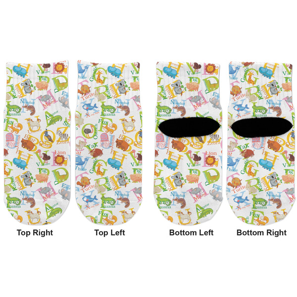 Animal Alphabet Toddler Ankle Socks - Double Pair - Front and Back - Apvl