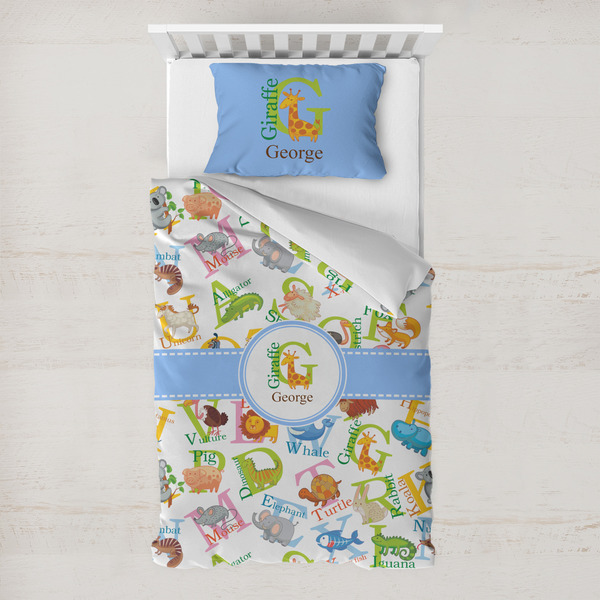 Custom Animal Alphabet Toddler Bedding Set - With Pillowcase (Personalized)