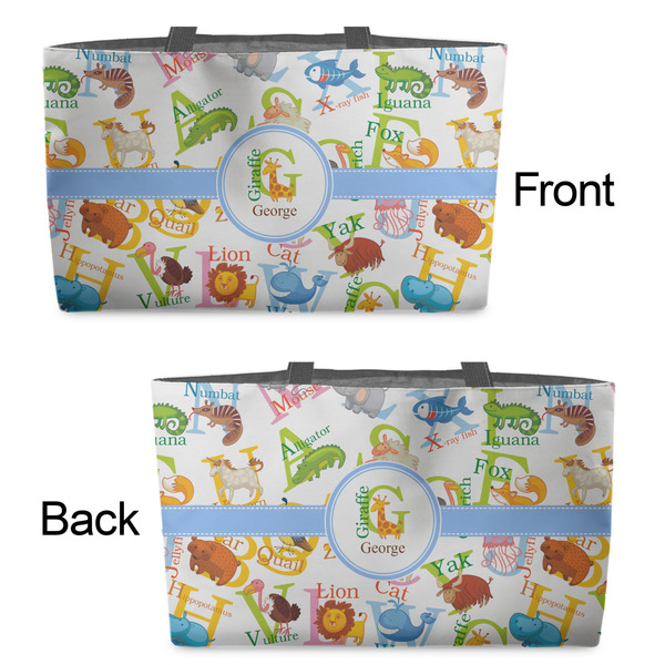 Animal Alphabet Tote w/Black Handles - Front & Back Views