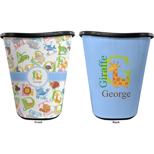 Animal Alphabet Trash Can Black - Front and Back - Apvl