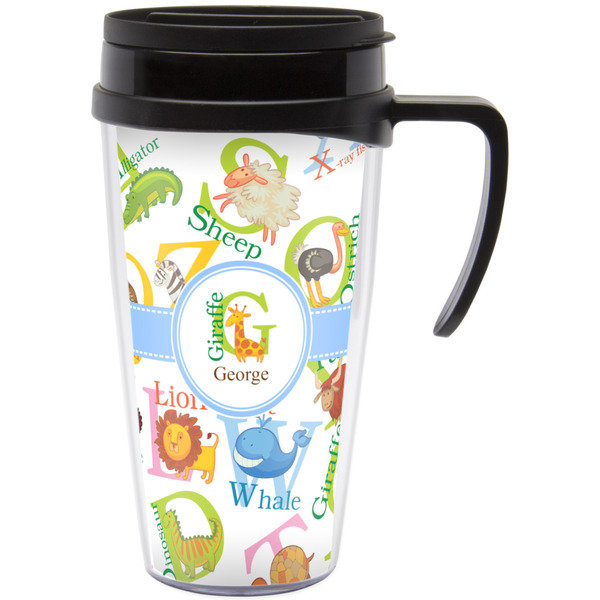 Custom Animal Alphabet Acrylic Travel Mug with Handle (Personalized)