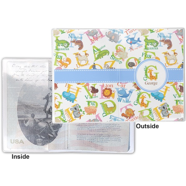 Animal Alphabet Vinyl Passport Holder - Flat Front and Back