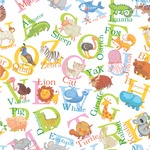 Animal Alphabet Wallpaper & Surface Covering (Peel & Stick 24"x 24" Sample)