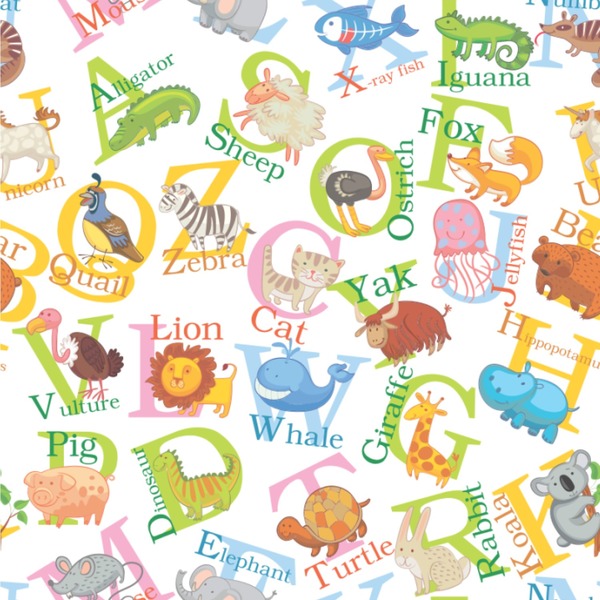 Custom Animal Alphabet Wallpaper & Surface Covering (Peel & Stick 24"x 24" Sample)