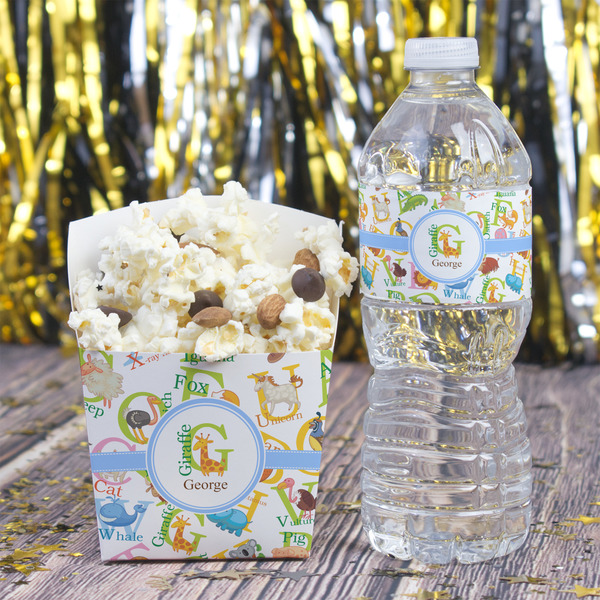 Animal Alphabet Water Bottle Label - w/ Favor Box