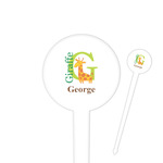 Animal Alphabet 4" Round Plastic Food Picks - White - Single Sided (Personalized)
