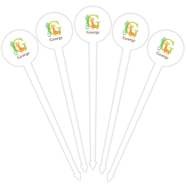 Animal Alphabet White Plastic 4" Food Pick - Round - Fan View