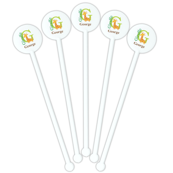 Animal Alphabet White Plastic 5.5" Stir Stick - Fan View