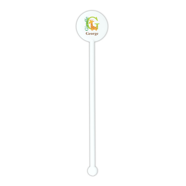 Animal Alphabet White Plastic 5.5" Stir Stick - Round - Single Stick
