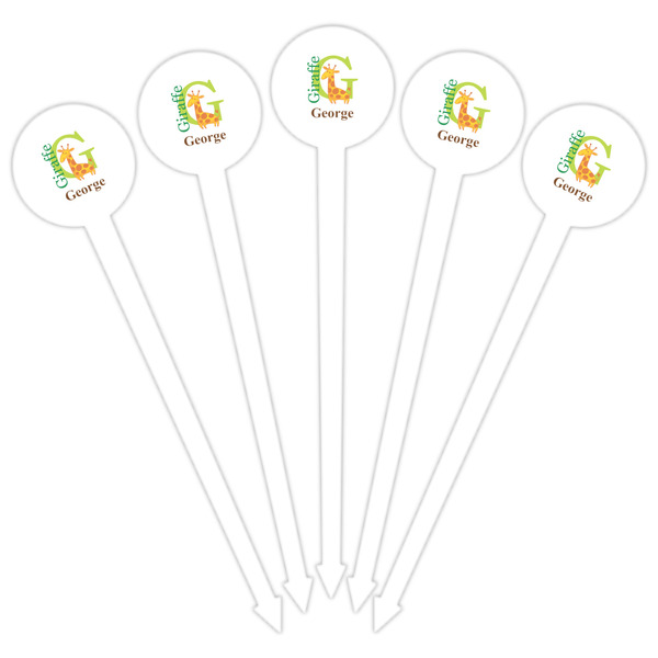 Animal Alphabet White Plastic 6" Food Pick - Round - Fan View