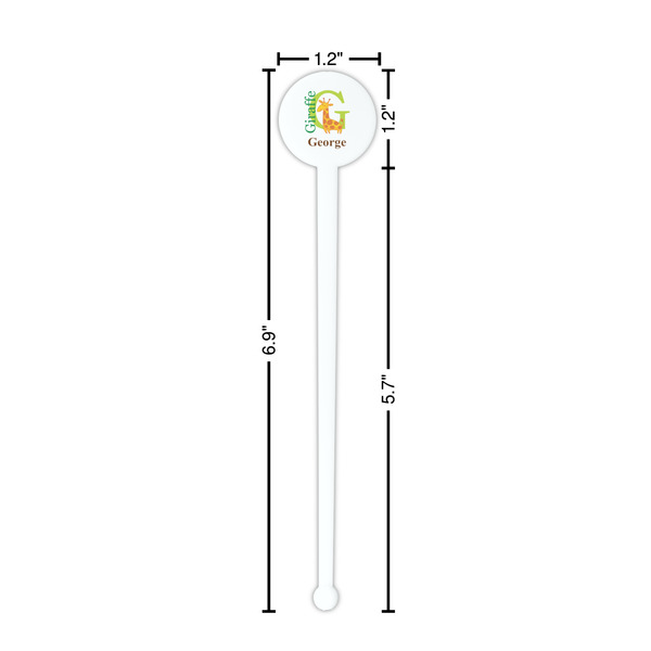 Animal Alphabet White Plastic 7" Stir Stick - Round - Dimensions