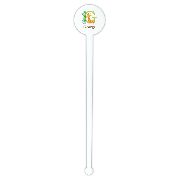 Animal Alphabet White Plastic 7" Stir Stick - Round - Single Stick
