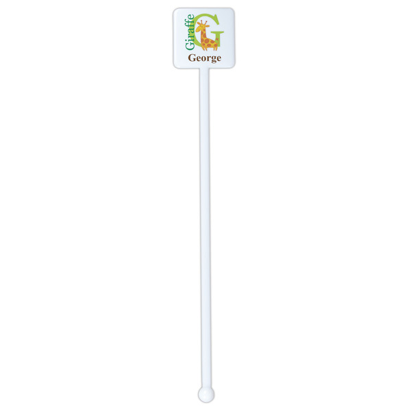 Animal Alphabet White Plastic Stir Stick - Single Sided - Square - Single Stick