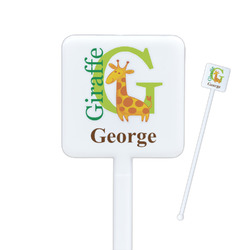 Animal Alphabet Square Plastic Stir Sticks - Single Sided (Personalized)