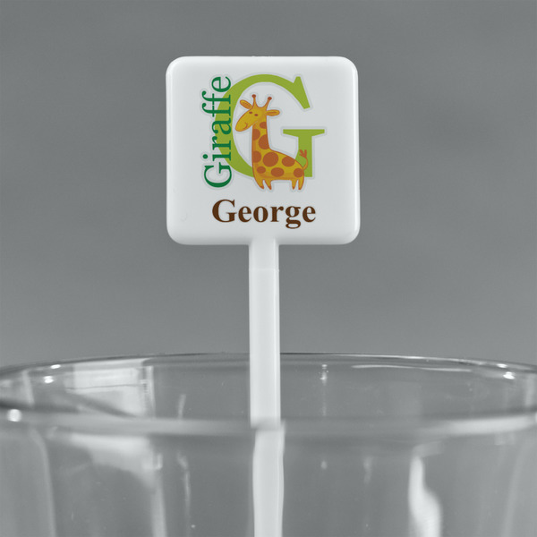 Animal Alphabet White Plastic Stir Stick - Square - Main