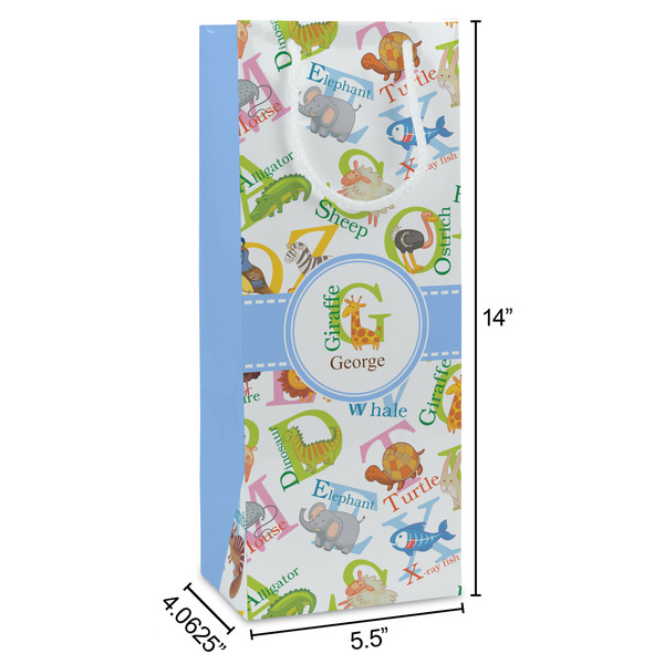 Animal Alphabet Wine Gift Bag - Dimensions