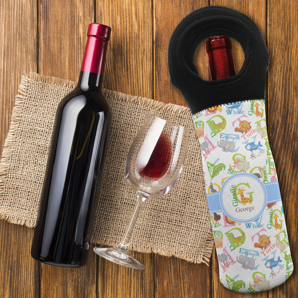 Animal Alphabet Wine Tote Bag - FLATLAY