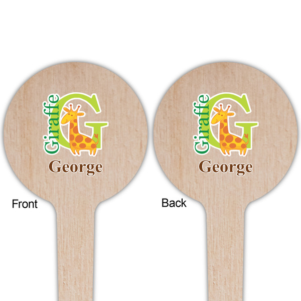 Animal Alphabet Wooden 4" Food Pick - Round - Double Sided - Front & Back