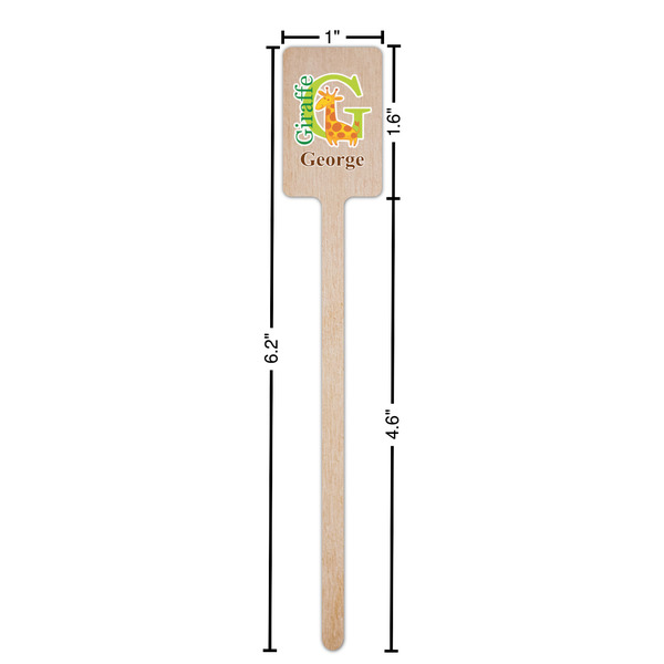 Animal Alphabet Wooden 6.25" Stir Stick - Rectangular - Dimensions