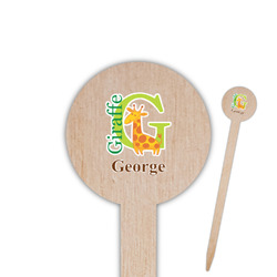Animal Alphabet 6" Round Wooden Food Picks - Double Sided (Personalized)
