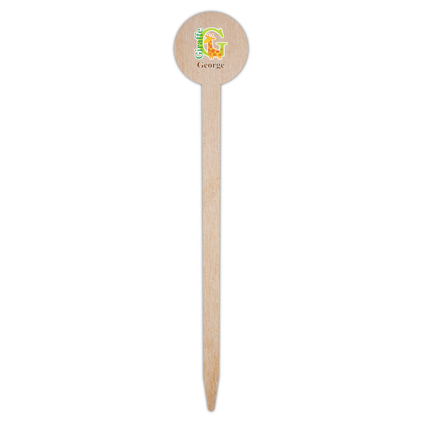 Animal Alphabet Wooden 6" Food Pick - Round - Single Pick