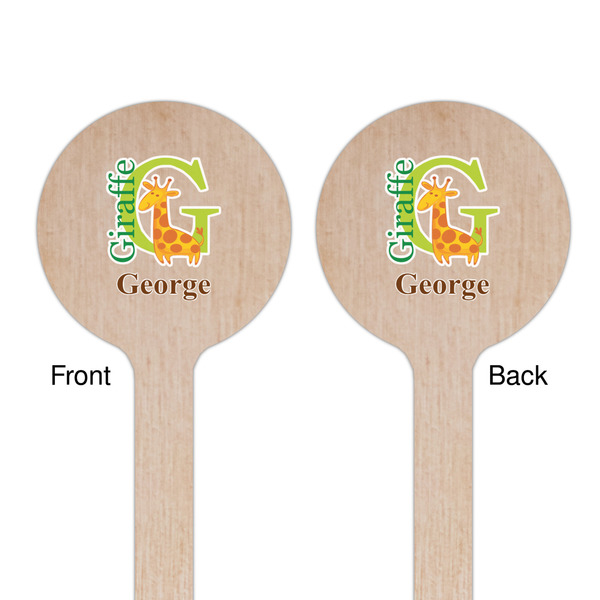 Animal Alphabet Wooden 7.5" Stir Stick - Round - Double Sided - Front & Back