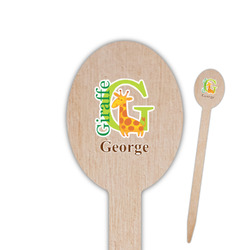 Animal Alphabet Oval Wooden Food Picks - Single Sided (Personalized)