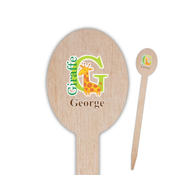 Custom Animal Alphabet Oval Wooden Food Picks (Personalized)