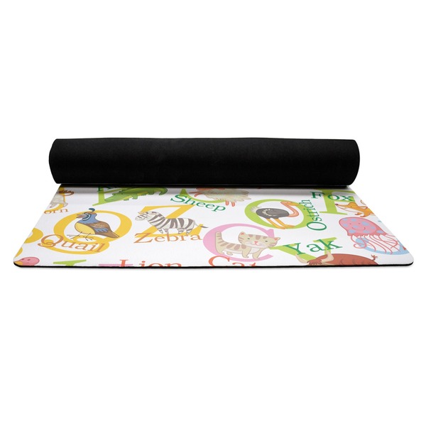 Animal Alphabet Yoga Mat Rolled up Black Rubber Backing