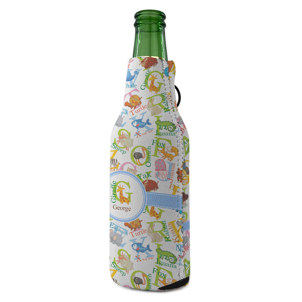 Animal Alphabet Zipper Bottle Cooler - ANGLE (bottle)