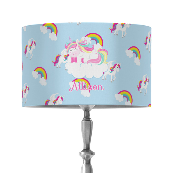 Custom Rainbows and Unicorns 12" Drum Lamp Shade - Fabric (Personalized)
