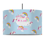 Rainbows and Unicorns 12" Drum Pendant Lamp - Fabric (Personalized)