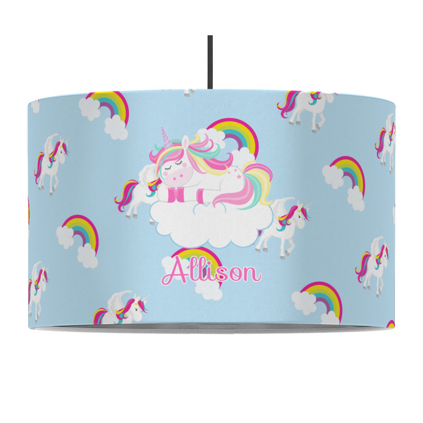 Custom Rainbows and Unicorns 12" Drum Pendant Lamp - Fabric (Personalized)
