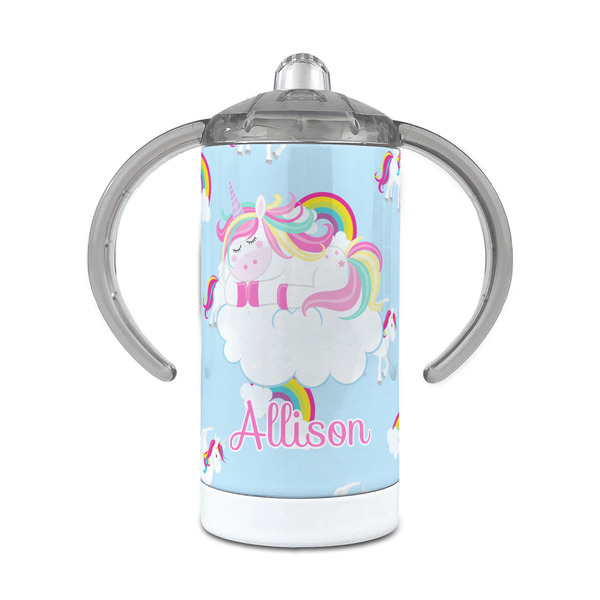 Custom Rainbows and Unicorns 12 oz Stainless Steel Sippy Cup (Personalized)